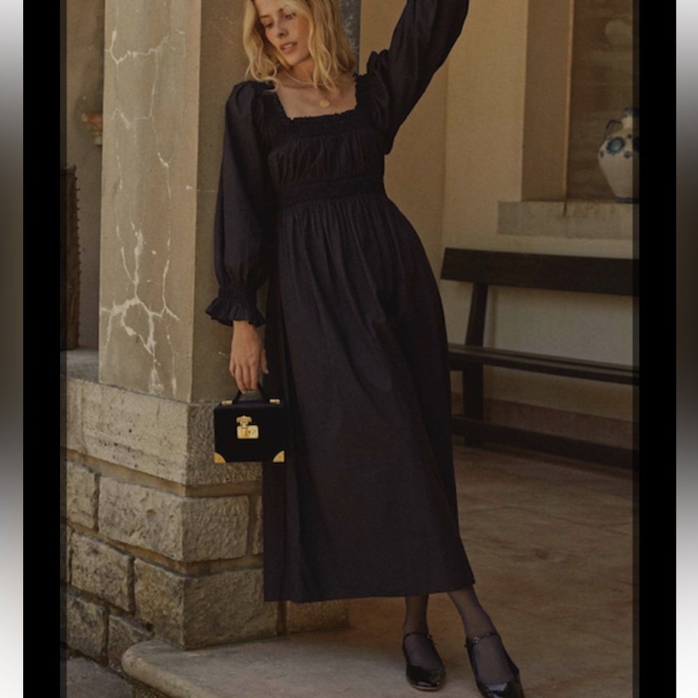 DOEN CATRINETTE NIGHTGOWN -BLACK SIZE MEDIUM